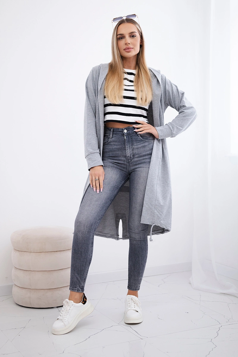 Cardigan with oversize print grey