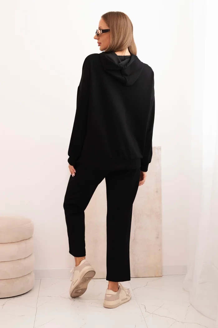 Kesi Włoski Women&#039;s set butter hoodie and pants with a belt black