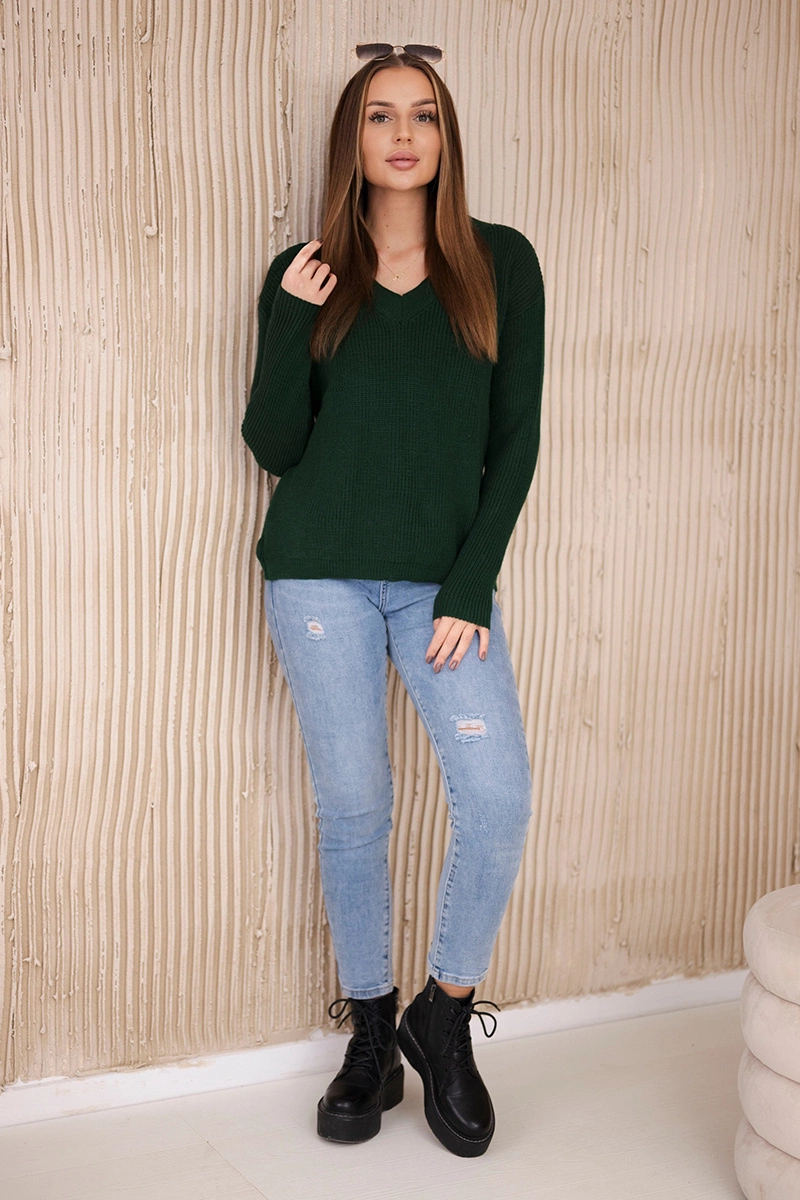V-neck sweater dark green