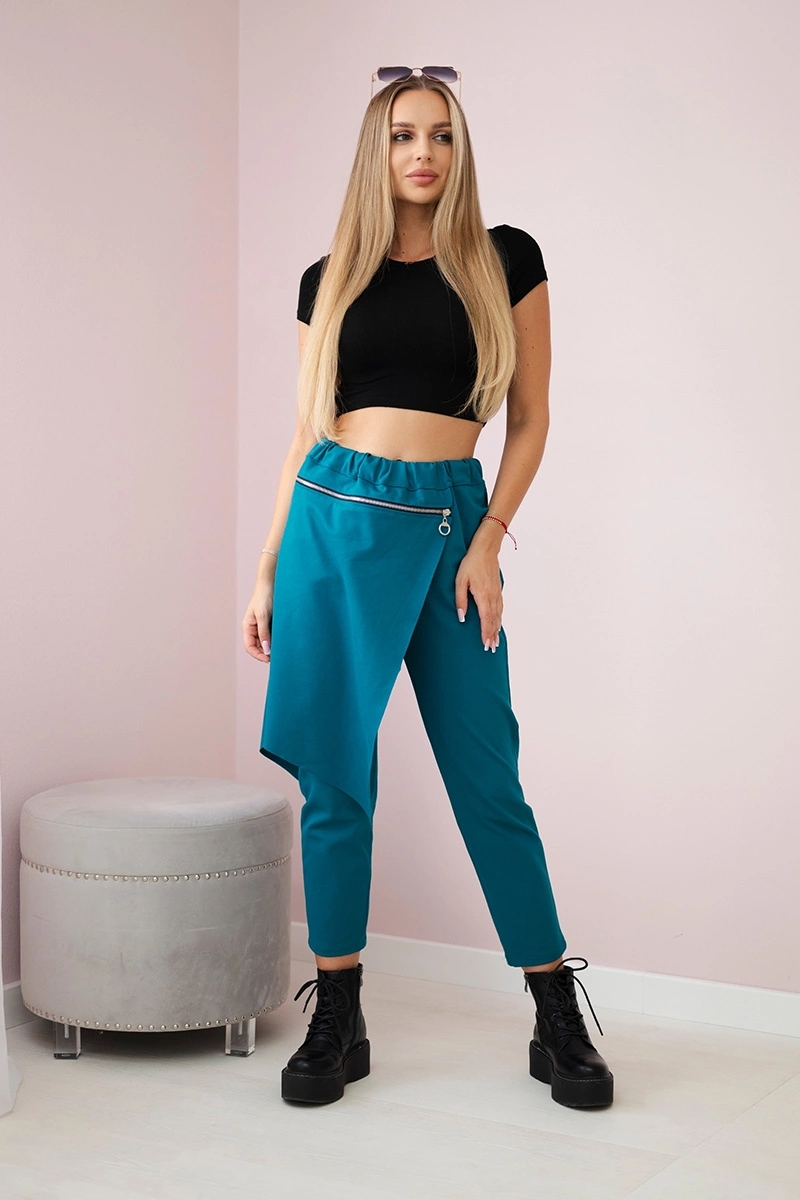 Włoski Punto Milano Winter trousers with a decorative zipper nautical