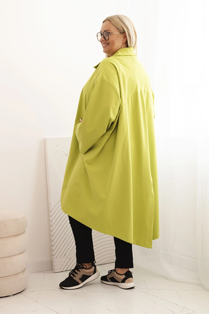 Kesi Włoski Plus Size women's Punto cardigan with cotton and buttons pistachio