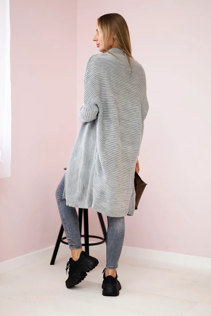 Sweater with batwing sleeve light gray