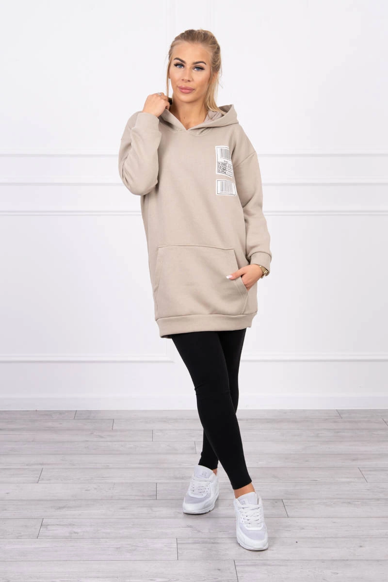 Kesi Hooded sweatshirt with patches beige