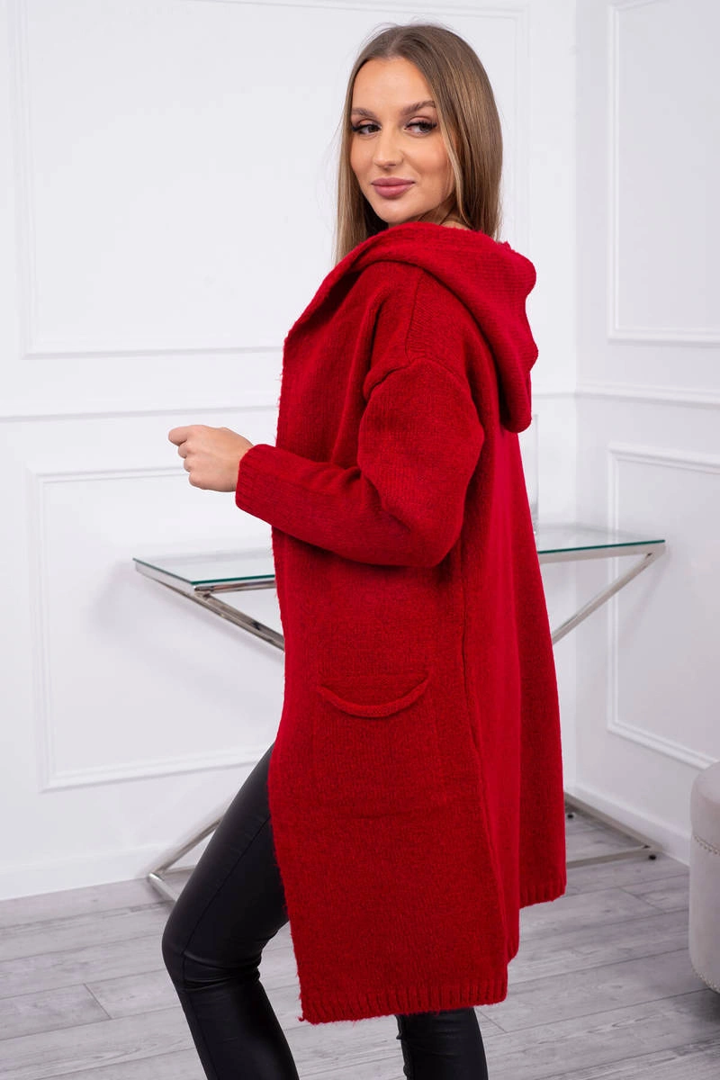 Kesi Plain sweater with a hood and pockets red