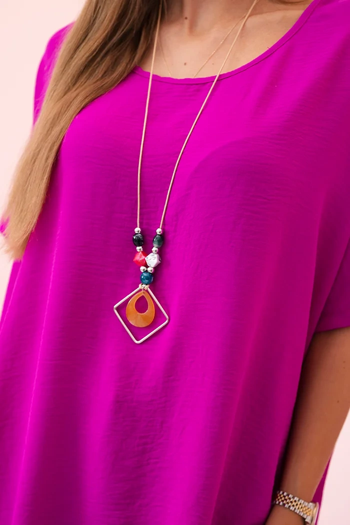 Kesi Włoski Oversized blouse with pendant aubergine