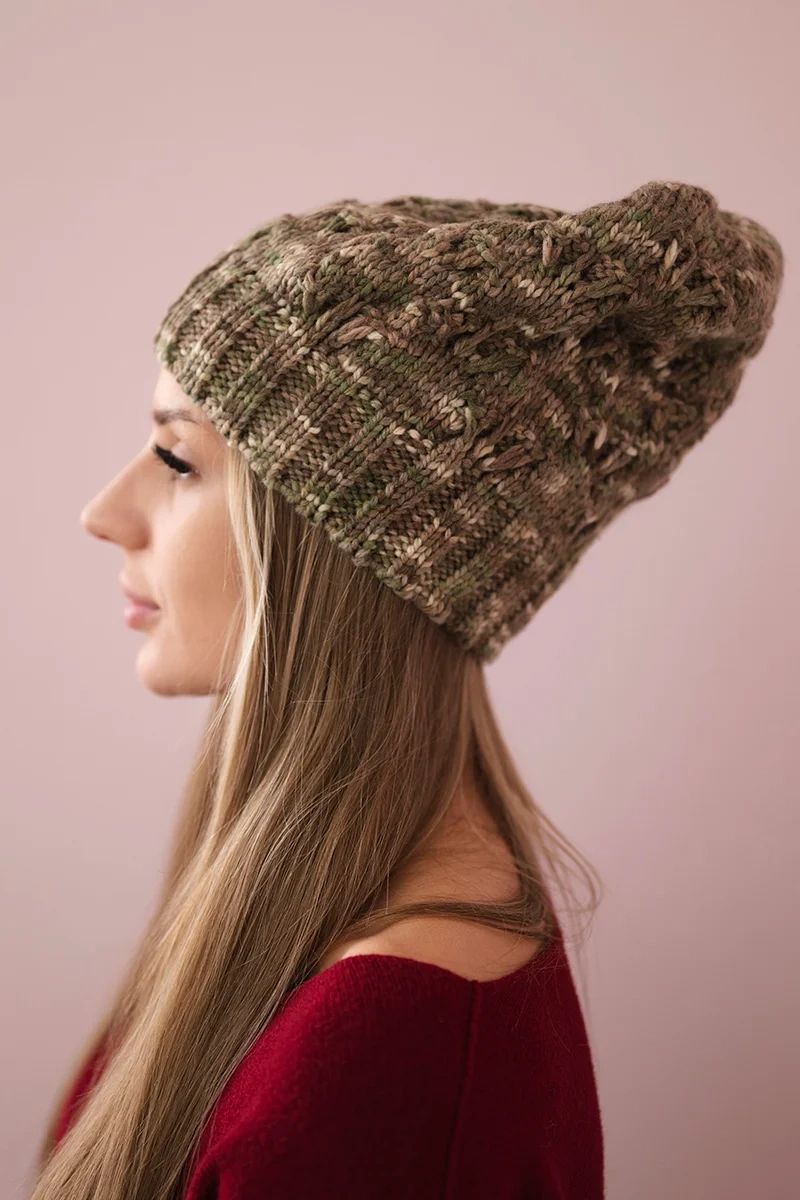 marka niezdefiniowana Cap with fleece Roksana K209 cappuccino + light khaki