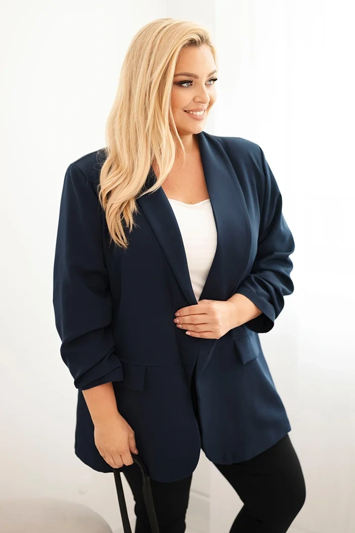 Kesi Włoski Dámska elegantná plus size sako modrá