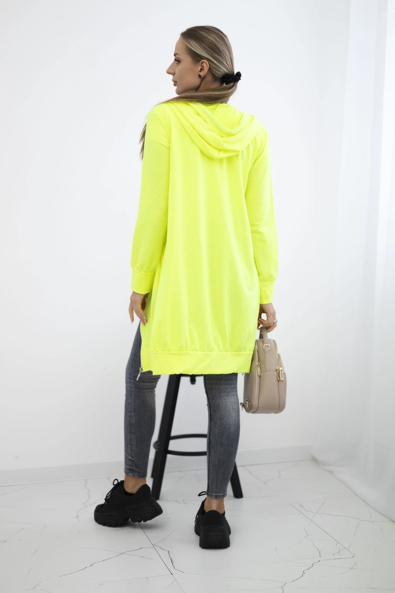 Dress with hood and hood yellow neon color