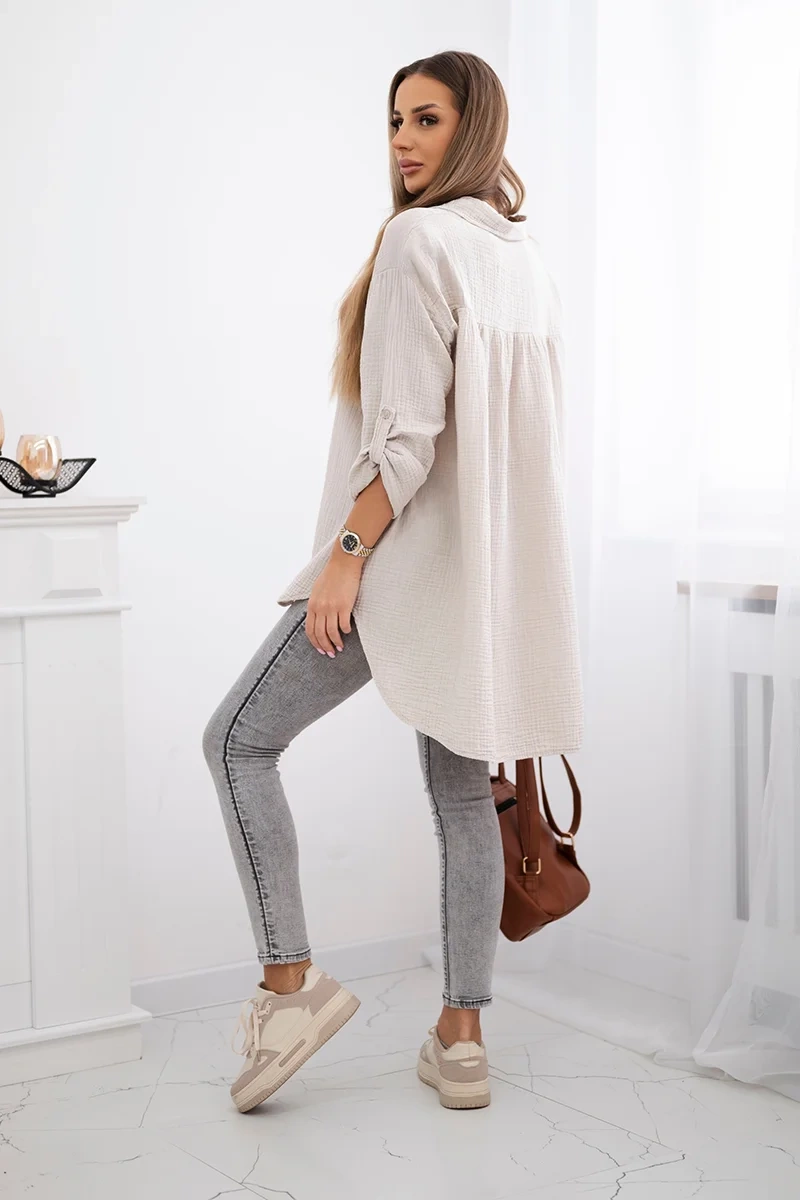 Kesi Włoski Cotton muslin shirt beige
