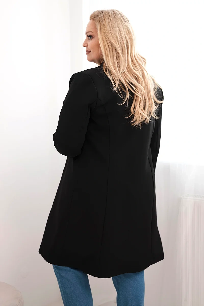 Kesi Plus Size dvojradový dámsky kabát čierny