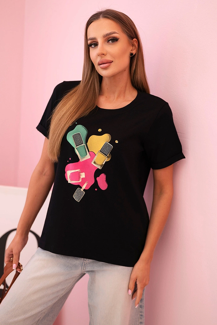 Kesi Dámska pruhovaná blúzka s V výstrihom a krátkym rukávom béžová