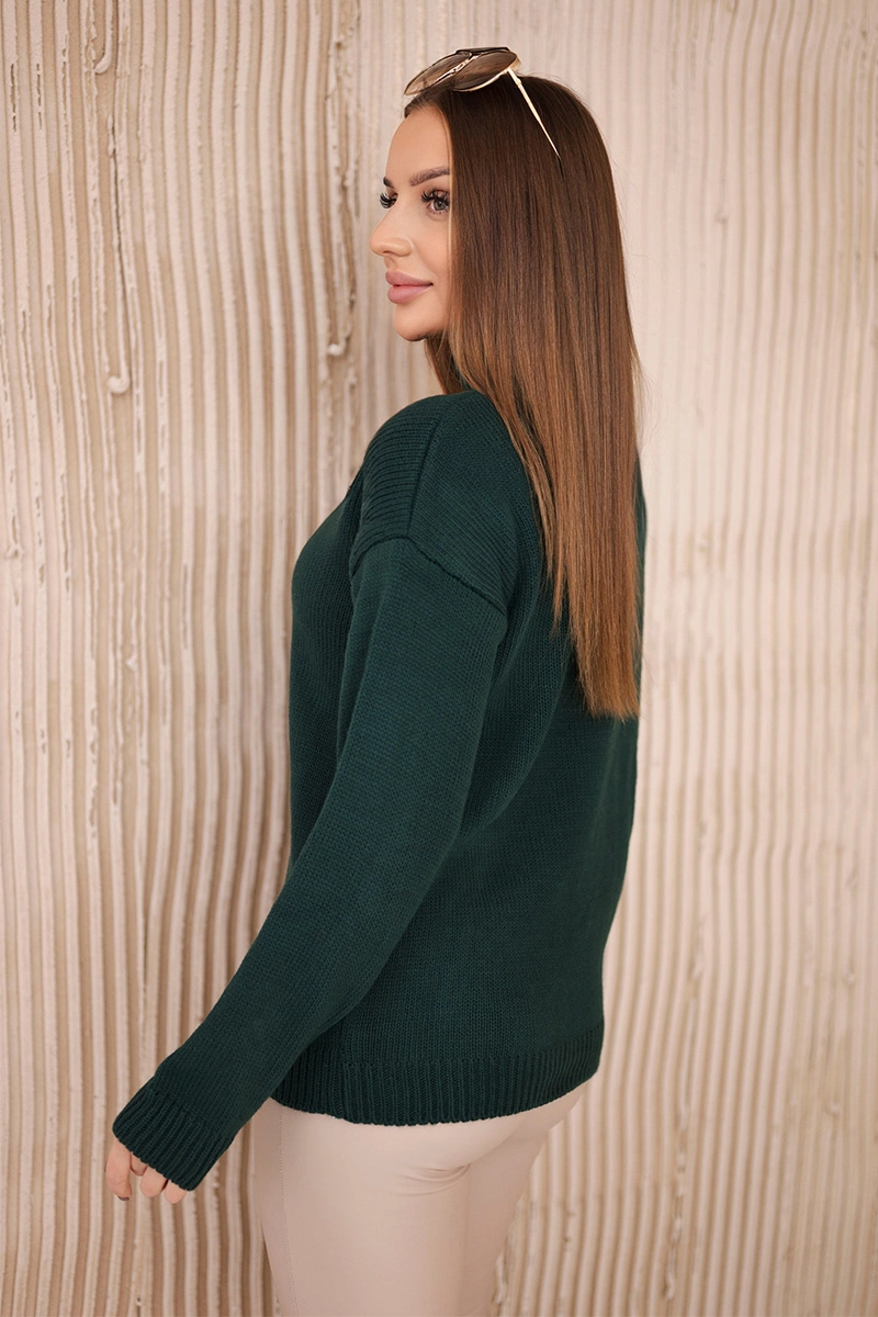 High neckline sweater green
