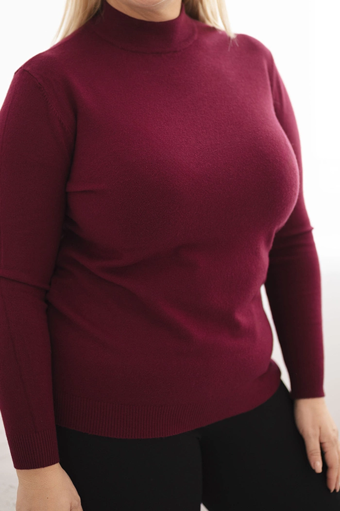 Kesi Włoski Plus Size women's sweater made of viscose with a turtleneck burgundy