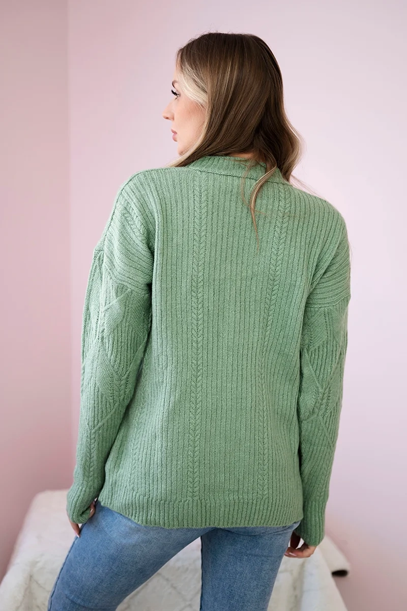 Pullover sweater with fashionable dark mint fabric
