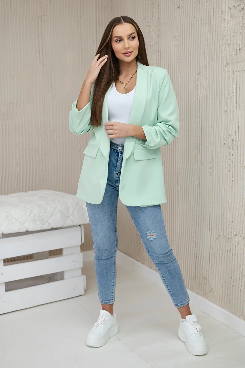 Elegant blazer with lapels light mint