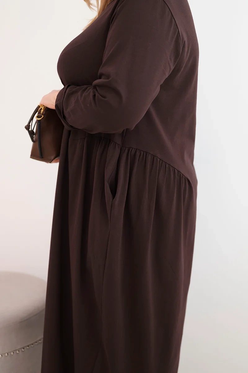 Plus size dámske šaty s dlhými rukávmi
