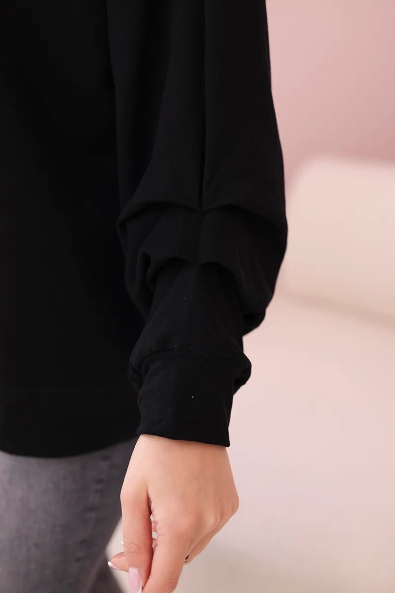 Cotton blouse with bow black