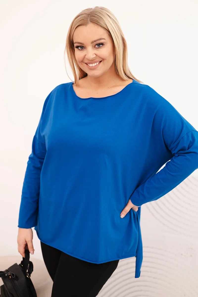 Asymetrická plus size blúzka s dlhými rukávmi
