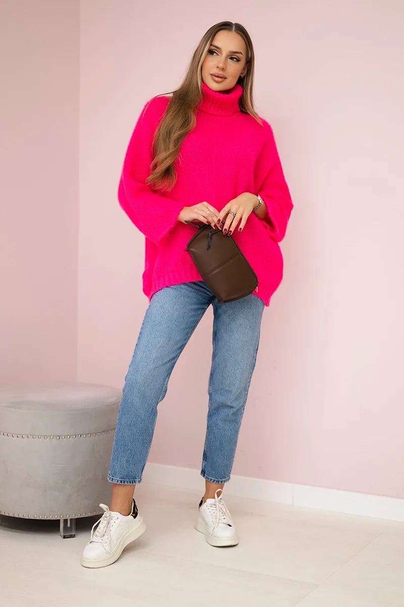 Kesi Włoski V-neck sweater ginger Ingwer pink neon