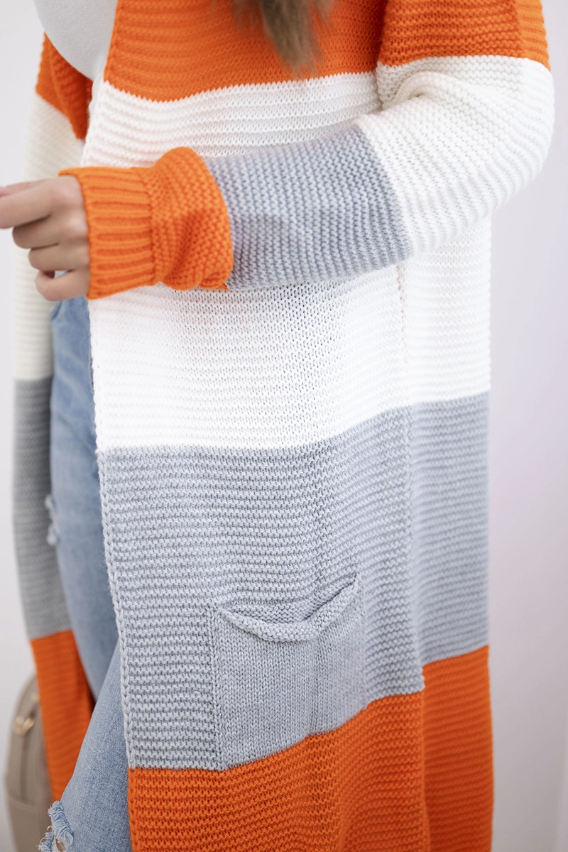 Cardigan Sweater on Straps Orange+Ecru
