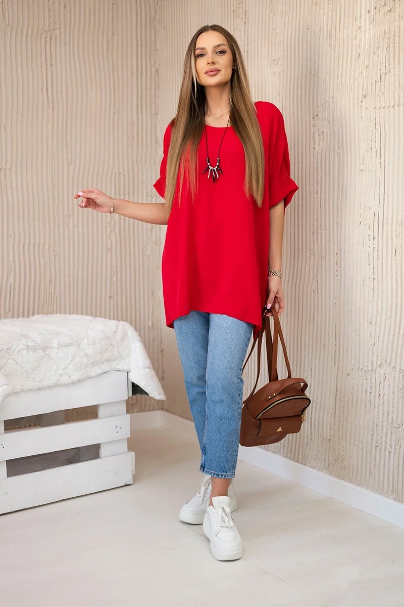 Kesi Włoski Oversized blúzka s príveskom červený