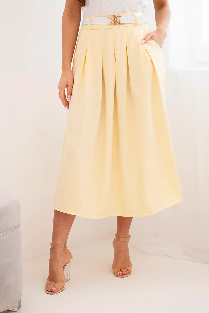 Дамска вискозна пола с колан Kesi Włoski