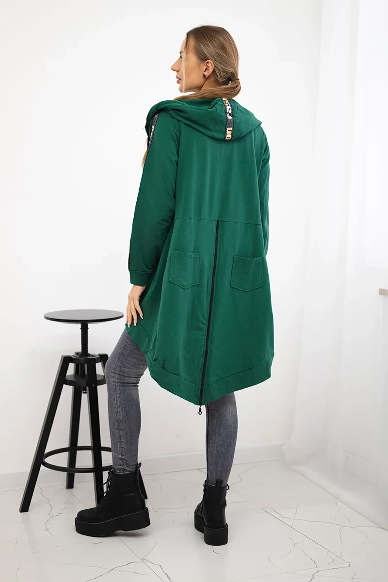 Zip-up sweatshirt at the back green