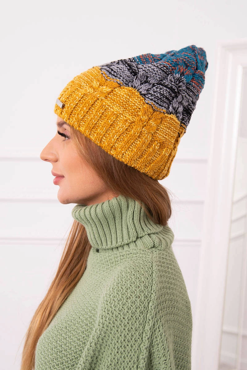 marka niezdefiniowana Cap with fleece Dolores K303 mustard+black+marine
