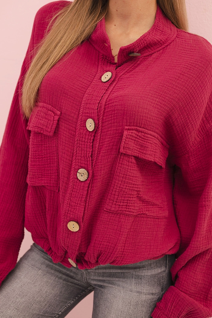 Kesi Włoski Women's muslin shirt with long sleeves plum