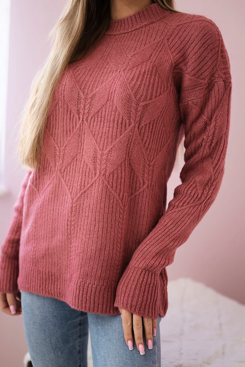 Pullover sweater with fashionable navy pink fabric