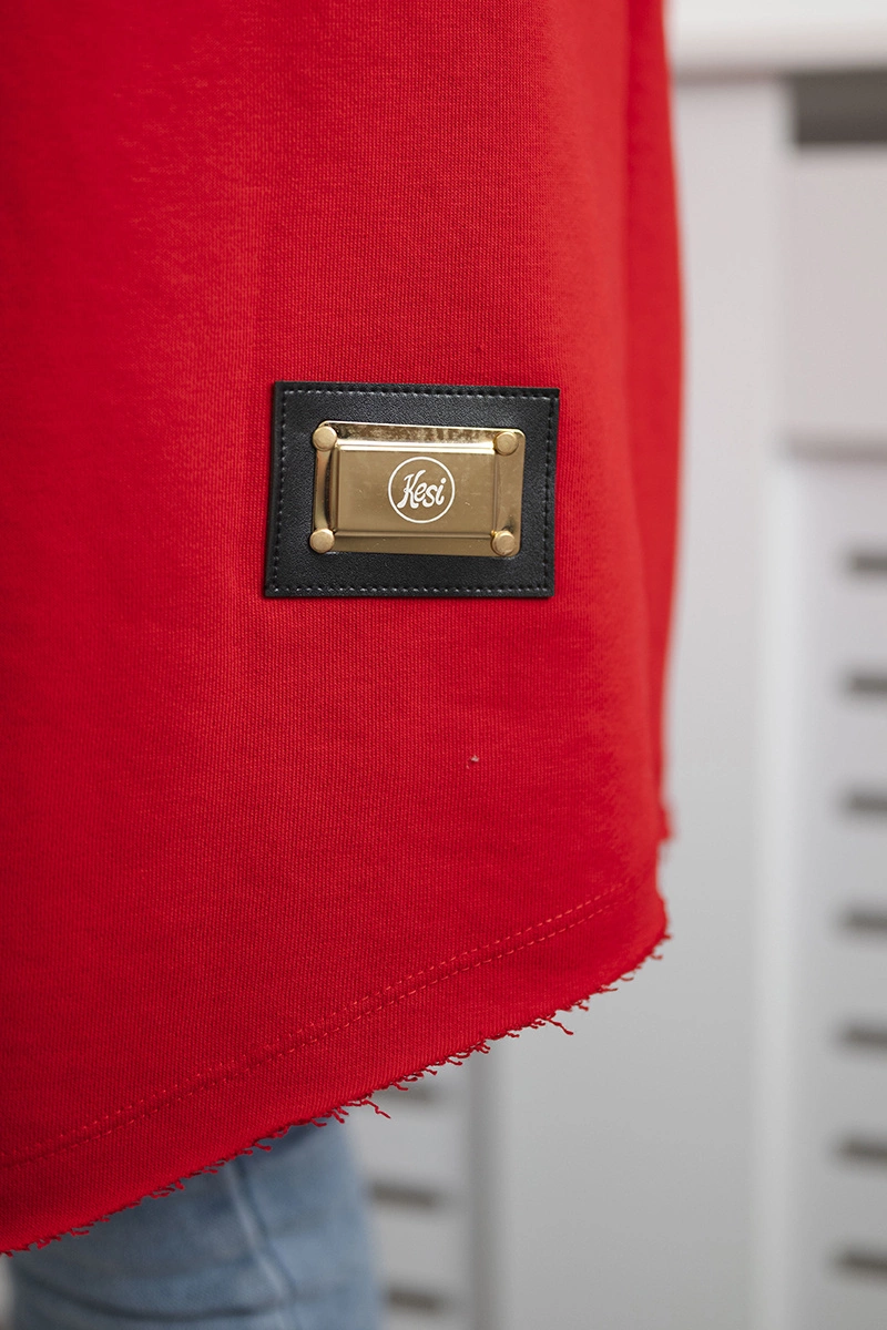 Coat with red subtitles