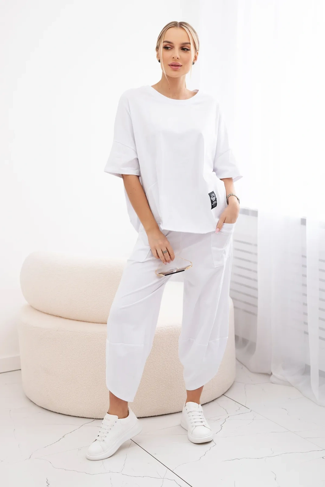 Women's set blouse   trousers - white