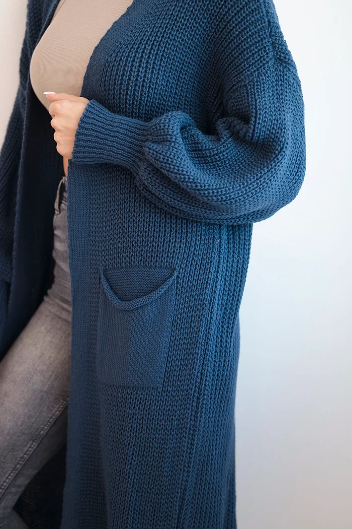 Kesi Włoski Long cardigan sweater dark denim