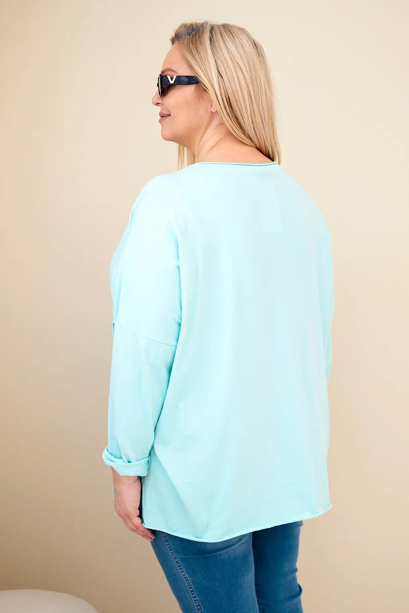 Plus size dámska blúzka s strapcami, mätová
