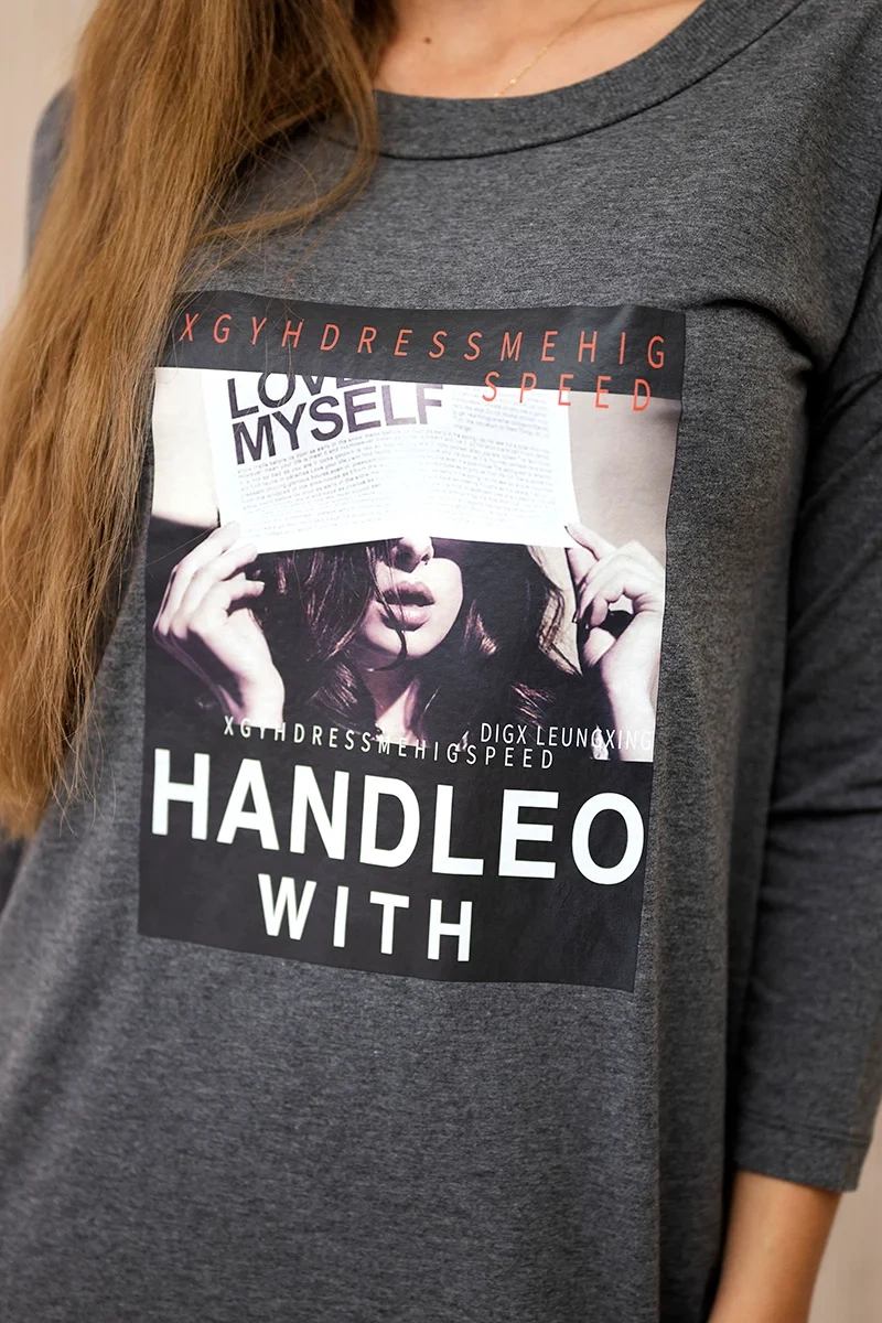 Dress with print Handle with graphite