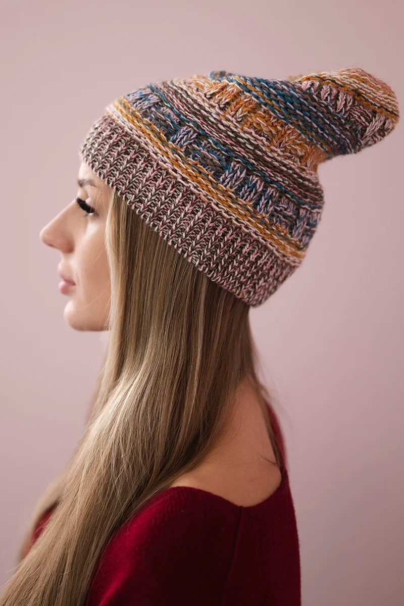Kesi Cap with fleece Patrycja K254 jeans+mustard