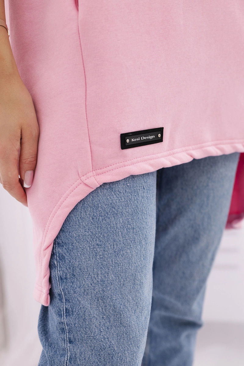 Insulated sweatshirt with a longer back - light pink