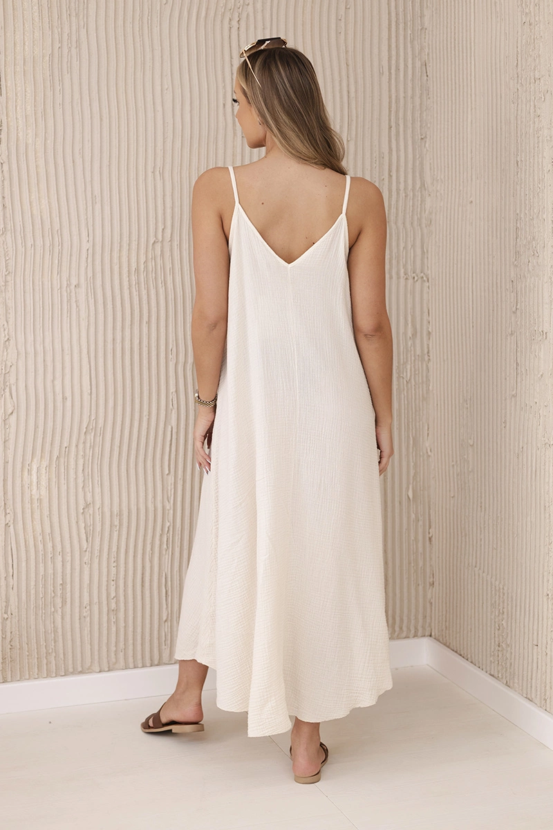 Kesi Włoski Muslin dress with straps dark beige