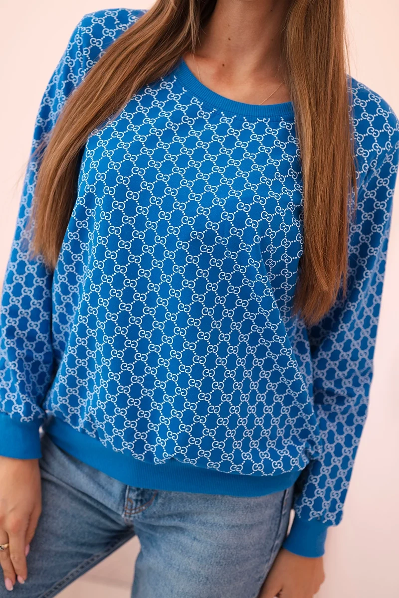 Kesi Women's sweatshirt with print and round neckline cornflower blue