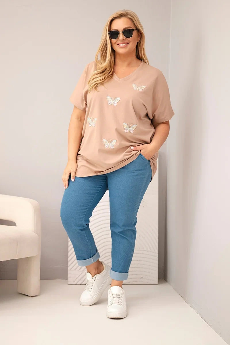 Dámska Plus Size blúzka s motýľmi