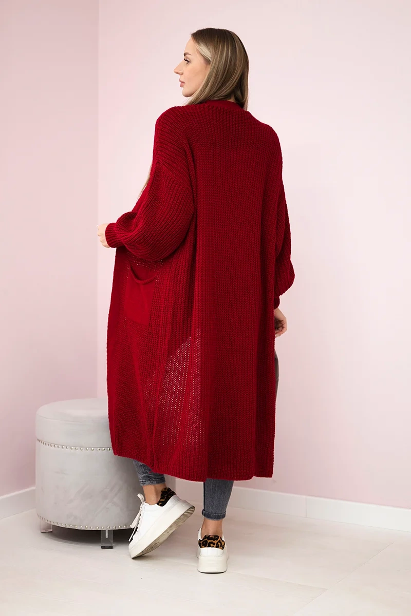 Włoski Sweater long cardigan burgundy