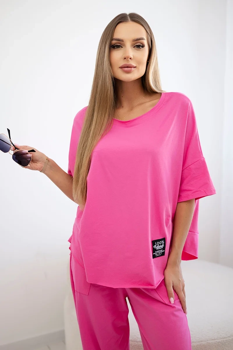 Kesi Włoski Cotton set blouse + trousers pink