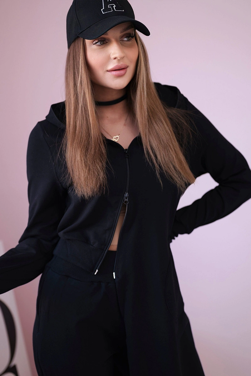 Set of sweatshirt with long side in black color