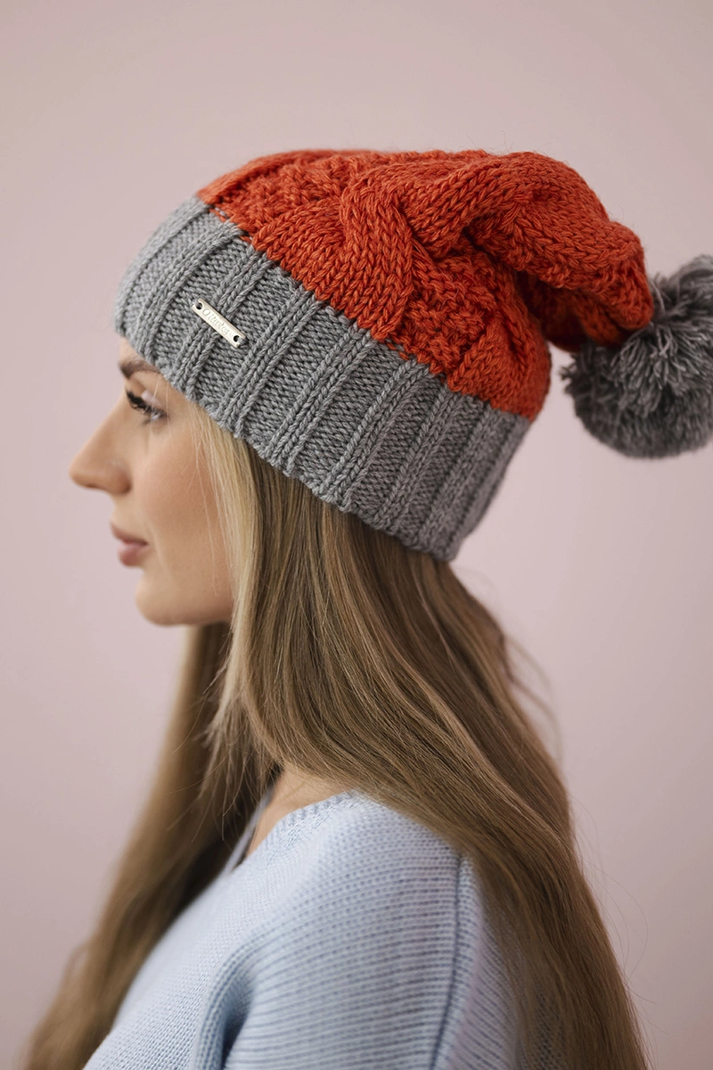 Kesi Cap with fleece Paris K212 dark pink+gray