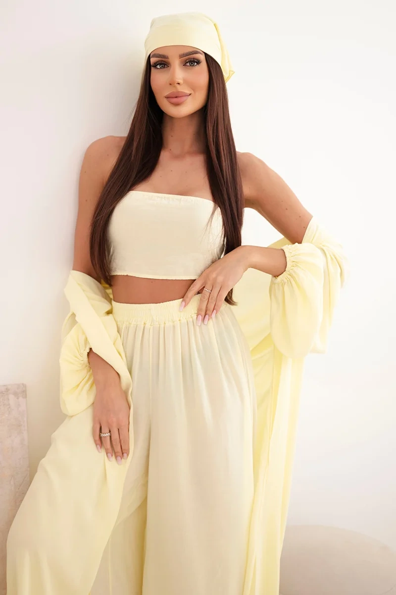 Dámský boho set Kesi ze 4 dílů, žlutý