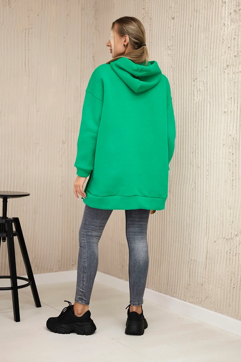 marka niezdefiniowana Insulated sweatshirt with press studs light green