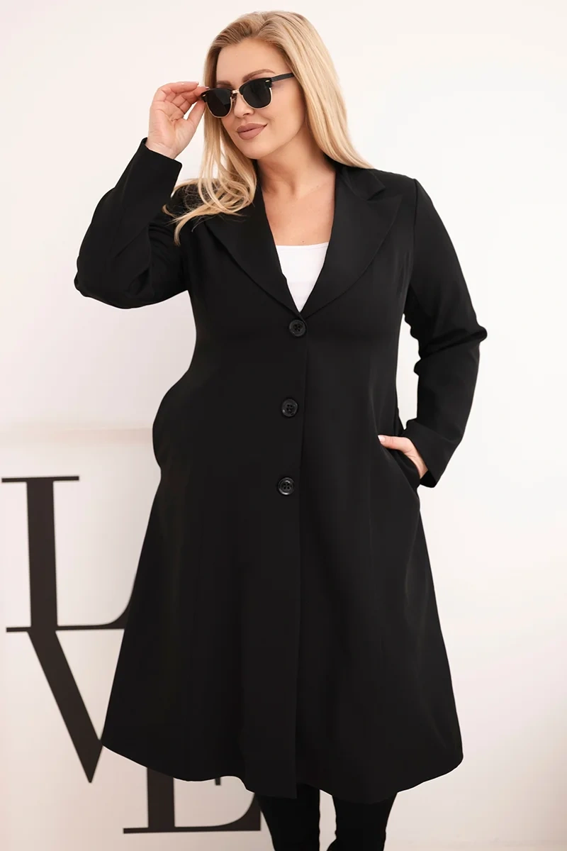 Дамско палто Kesi Plus Size с яка, черно