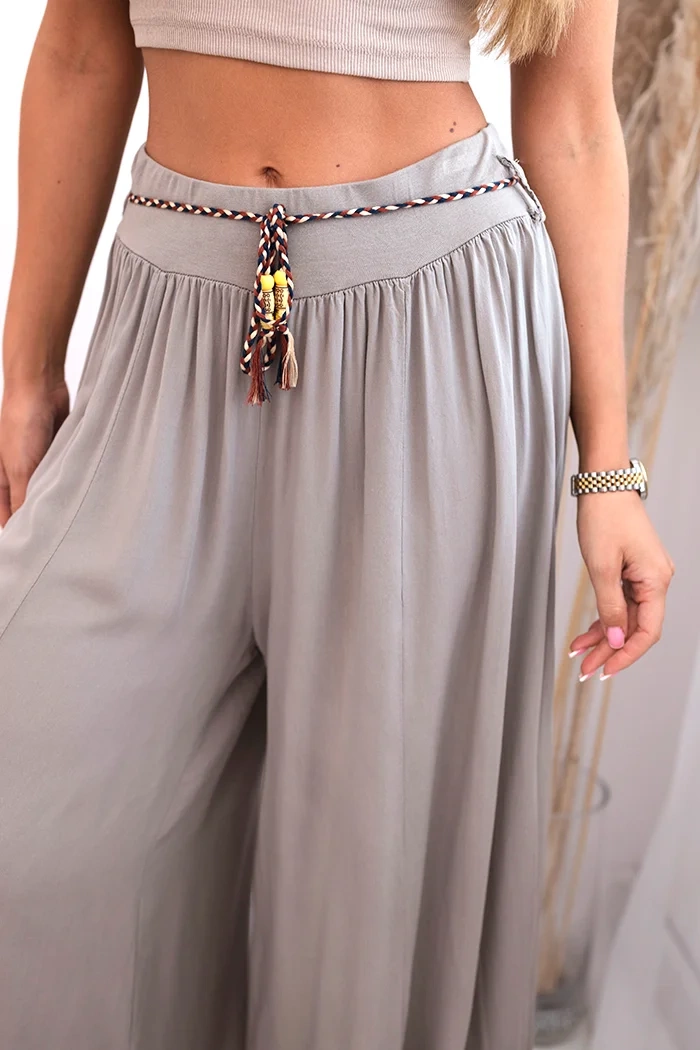 Kesi Włoski Women's wide-leg viscose trousers fango