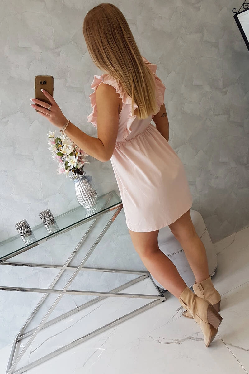 Dress with ruffles on the sides powder pink