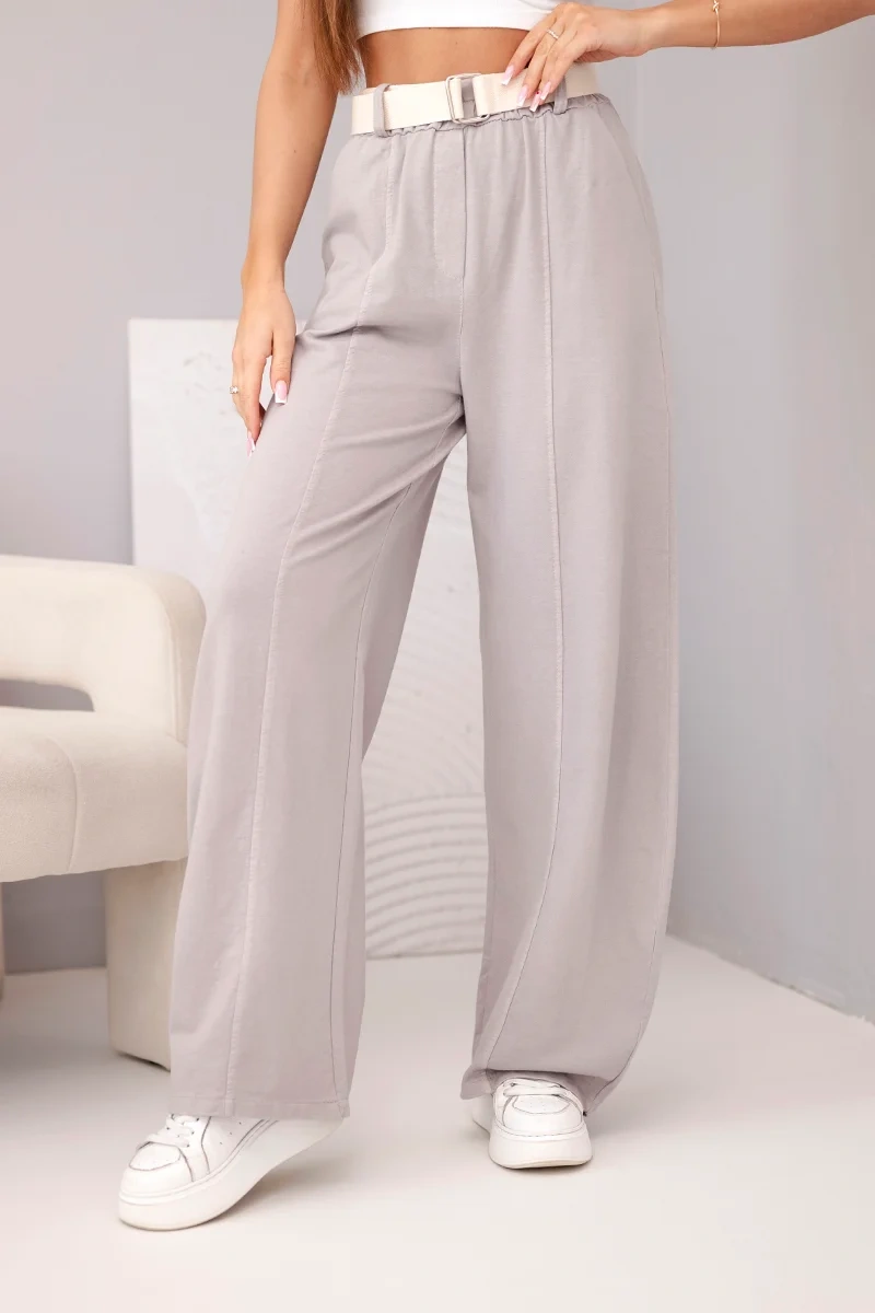 Дамски памучни панталони с колан